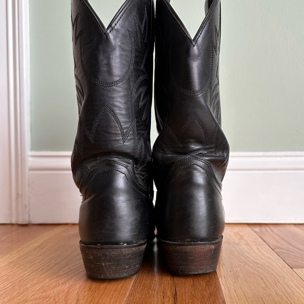 Justin Cowboy Western Boots Women’s Black Leather Boots 9.5 - Picture 9 of 12